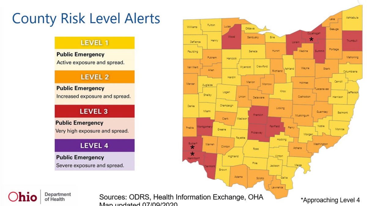 Updated COVID-19 risk map released for Ohio - The Tribune | The Tribune